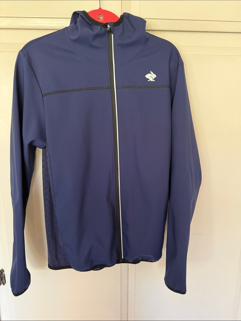 Rabbit Mens High Country hooded running Navy Performance Jacket with Full Zip